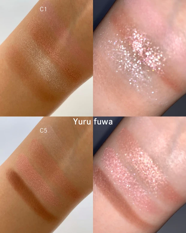 キャンメイク 40周年パレット Cエリア ゆるふわメイクのくすみ系 モーヴ系スウォッチ