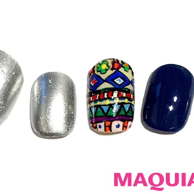 メタリックに合わせてスタイリッシュ♪ トライバルネイル