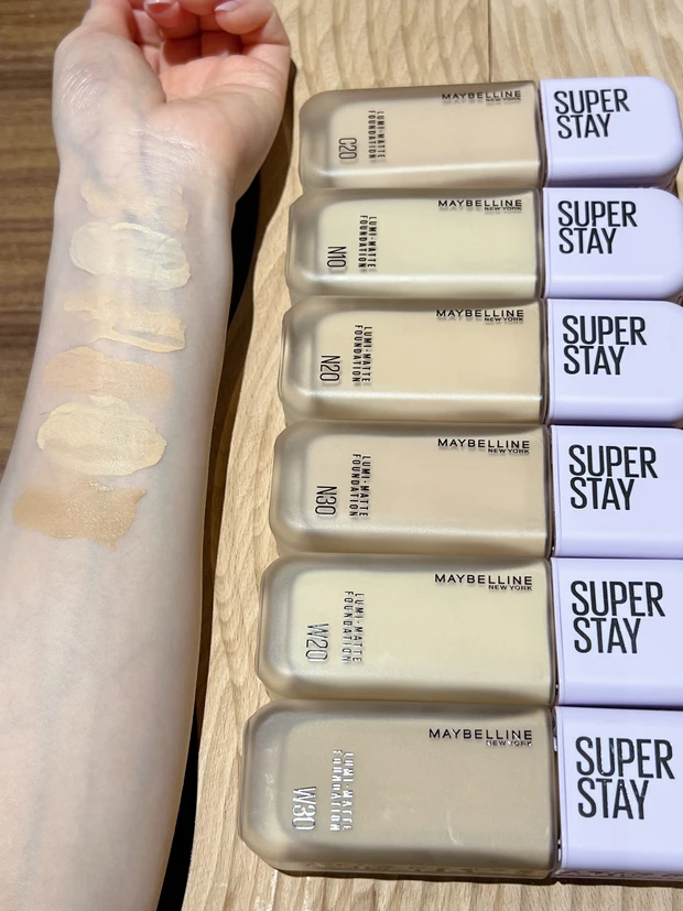 毛穴レスな美しい肌♡
メイベリン新作の
"SPステイ ルミマット リキッド ファンデーション"を全色スウォッチ🌈⭐️
_3