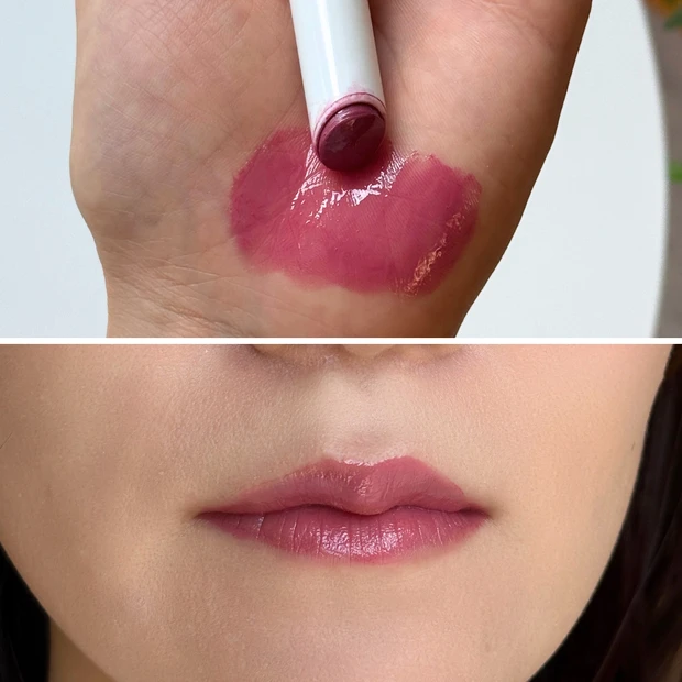 CANMAKE むちぷるティント 06ラズベリーケーキ スウォッチ 仕上がり