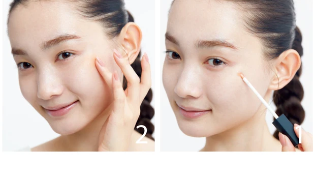 オレンジコンシーラーをピンポイントに馴染ませて