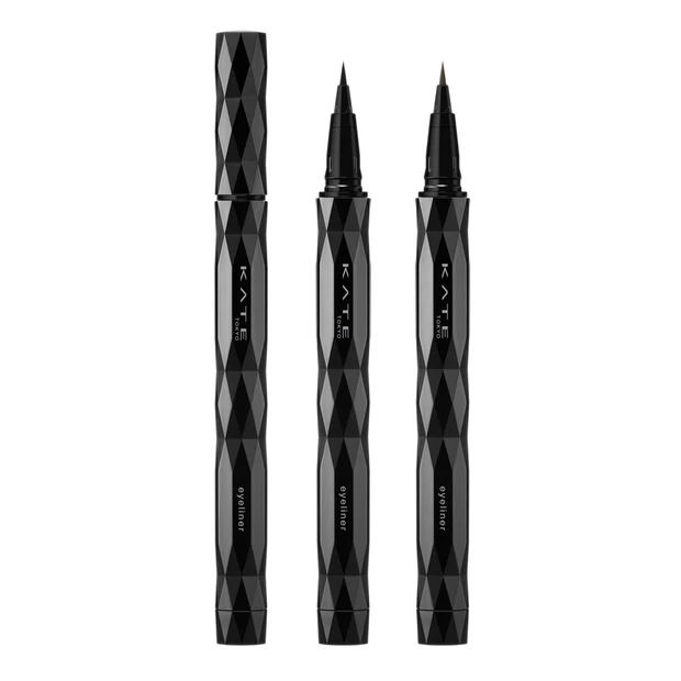 ケイト　KATE　スーパーシャープライナーEX4.0　ショート筆（左から） BK-1 漆黒ブラック BR-1 ビターブラウン　春新色2026　春新色