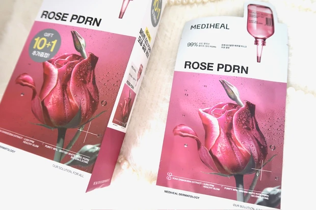 MEDIHEAL  ROSE PDRN  Essential Mask_Healthy Glowのパッケージ