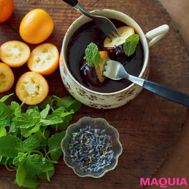 みんなで食べて楽しい! 「金柑とミントのビターチョコフォンデュ」