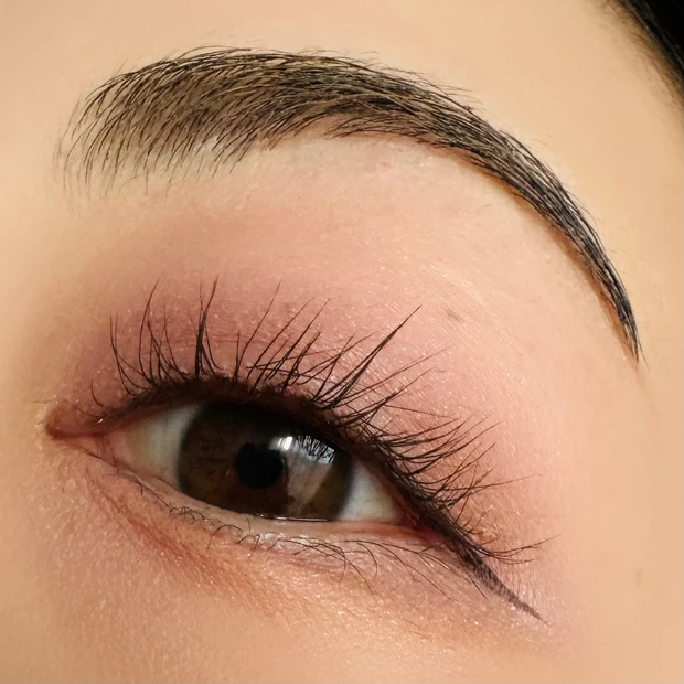 メタルックマスカラの01 ブラックを使用したアイメイク