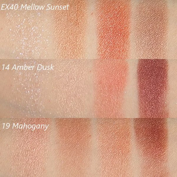 ＜14 Amber Dusk＞＜19 Mahogany＞＜ EX40 Mellow Sunset＞比較