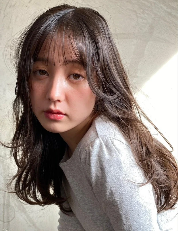 冬におすすめの髪型 ロングヘア 暗髪×透明感で仕上げる大人の小顔見えロング