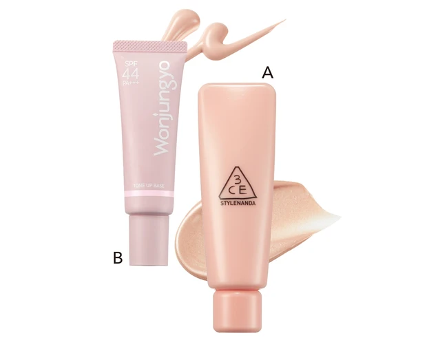 A 3CE GLOW BEAM 45ml PINK ¥3360 B ウォンジョンヨ トーンアップベース 01 SPF44・PA+++ ¥1430/Rainmakers