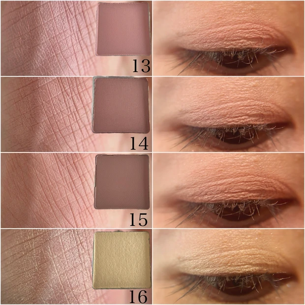 ヒンス シングルアイシャドウ13.14.15.26 スウォッチ