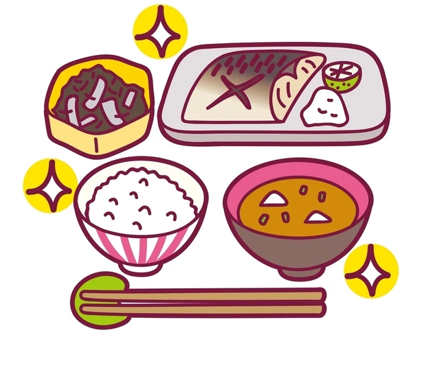 大根おろしを添えた塩サバ焼きと野菜ひじき煮、味噌汁、ご飯が理想