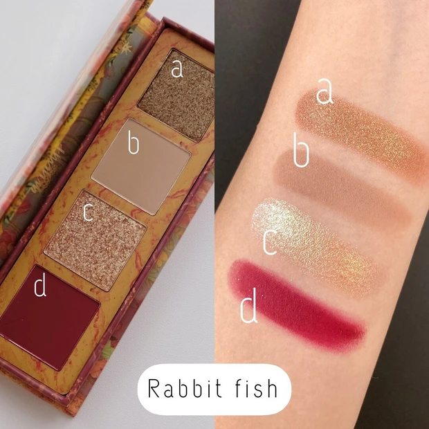 【中国コスメ】GIRLCULT(ガールカルト)山海シリーズ 4色アイシャドウパレット Rabbit fish_スウォッチ
