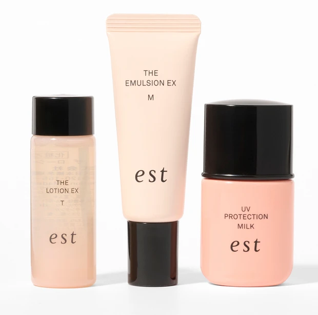 2026年3月28日開催 マキアサロン お土産　est　エスト　ザ ローションEX T ミニ　ザ エマルジョン EX M ミニ　UVプロテクション ミルク ミニ