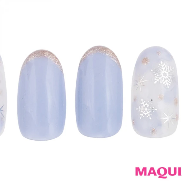 凛とした冬の空を彩る、雪と星が奏でる「ホワイトスノー」ネイル