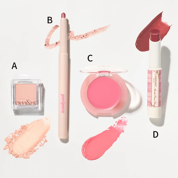 プチプラコスメ ピンクメイク 使用コスメ