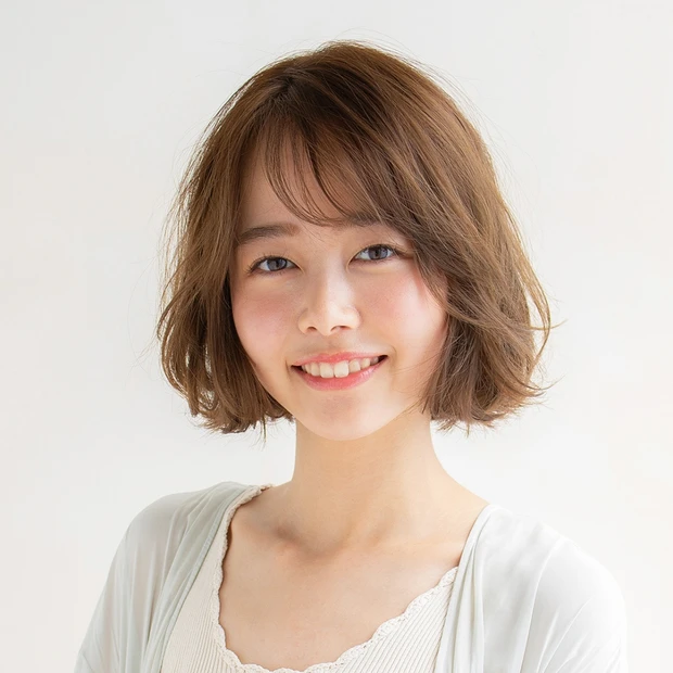 あごラインボブ×ふんわりウェーブで、甘くナチュラルな印象の愛され女子に！