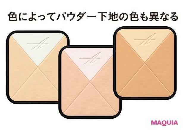 アンプリチュード コンプリートフィット パウダーファンデーション_色によってパウダー下地の色も異なる