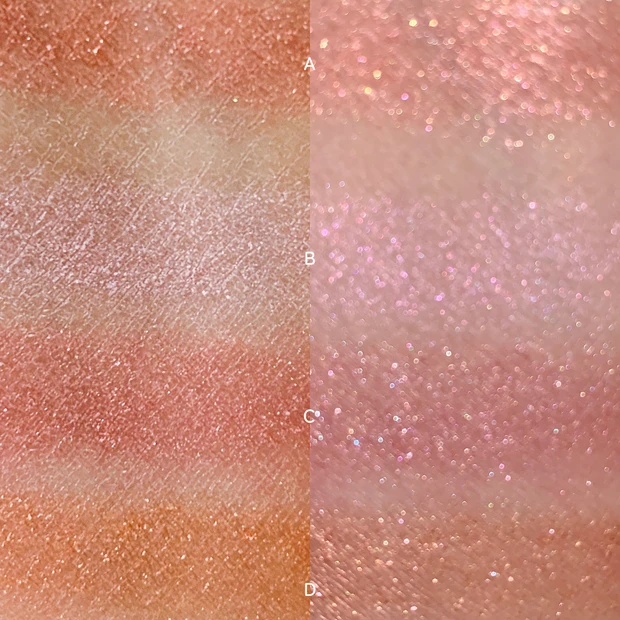 SUQQU 151 花盛 スウォッチ比較 自然光とライトありでの発色の違い