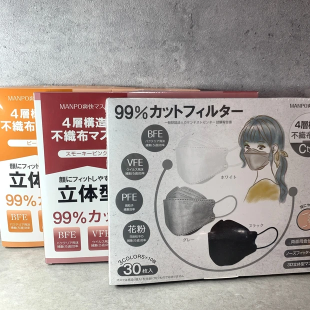 MANPO爽快マスク ダイヤモンド形状マスク 柳葉型マスク やや小さめマスク 小さめマスク 小顔マスク