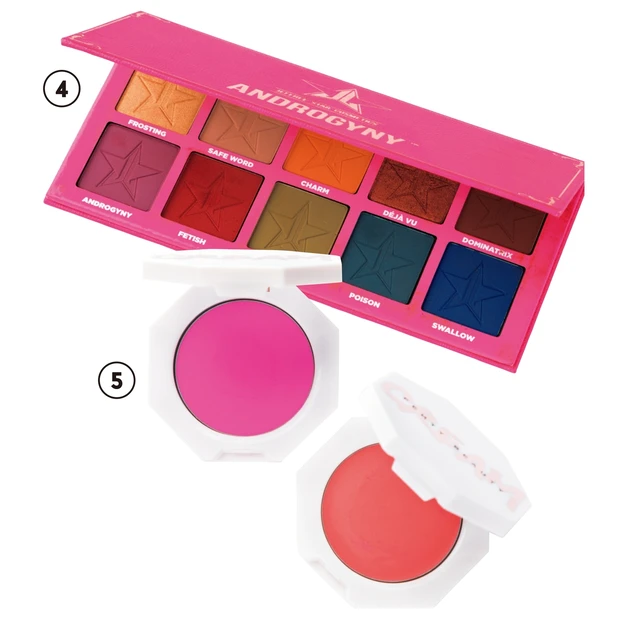 ④Androgyny Eyeshadow Palette $45/Jeffree Star Cosmetics ⑤Cheeks Out Freestyle Cream Blush Bikini Martini、Petal Poppin 各$20/Fenty Beauty