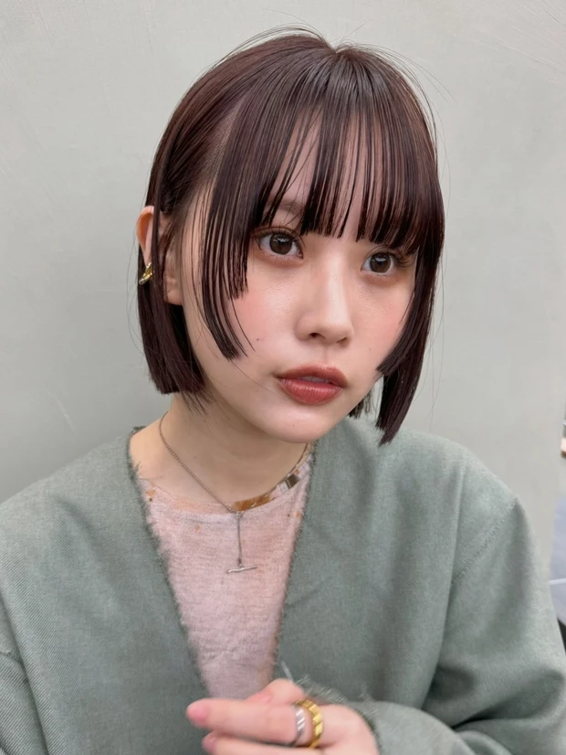 ボブ ヘア 髪型 ヘアスタイル 大人 前髪あり