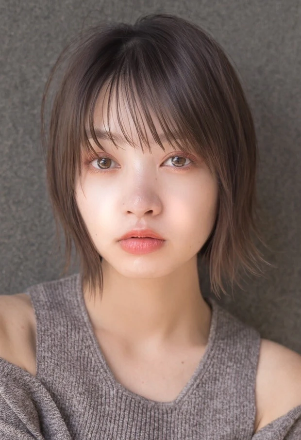 ヘアカタログ　ボブ　ボブヘア　前髪あり　正面