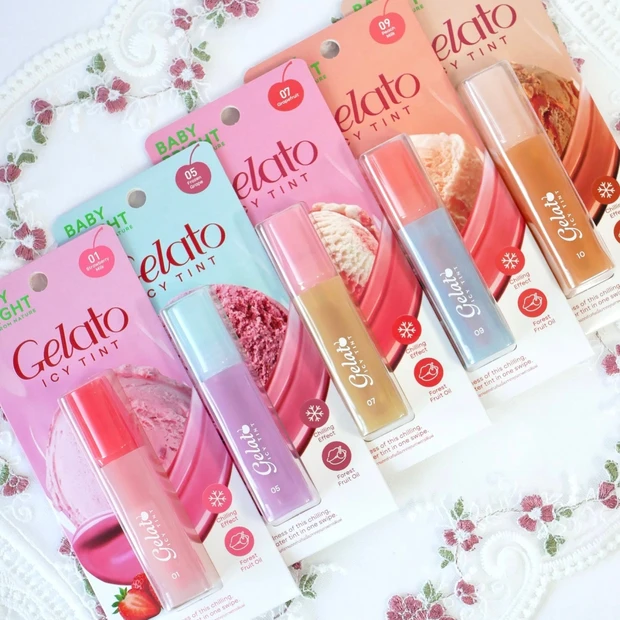 タイコスメ「ベイビーブライト」の新作ジェラート発想ティントを全色スウォッチ! 冷んやりとろける新感覚…