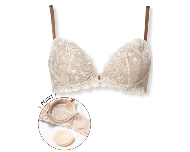 カップ脇に伸びない生地を採用して引き寄せ力を強化