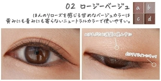 セザンヌ ベージュトーンアイシャドウ 02 ロージーベージュ 使い方・塗り方