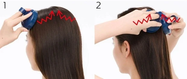 頭皮ブラシの使い方 マッサージのやり方 こめかみから頭頂部
