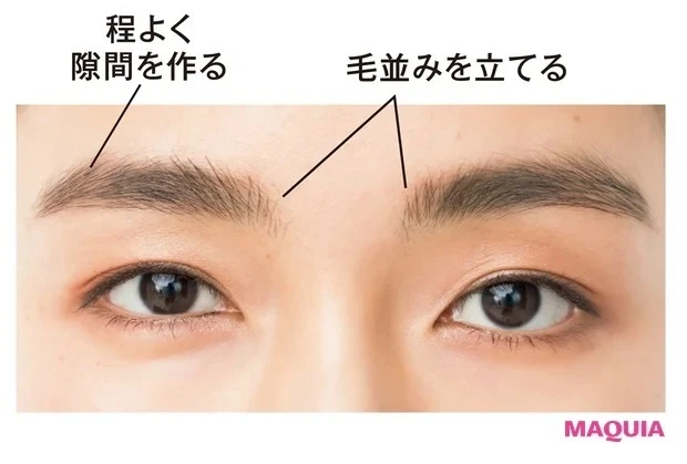 3. オールバックの時はこなれアッシュ眉_メイクのポイント
