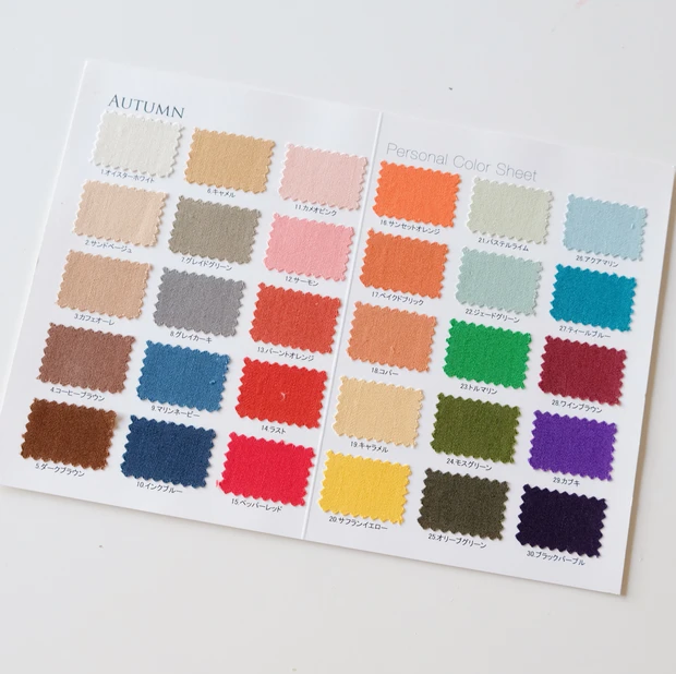 イエベ秋 似合う色 パーソナルカラーシート