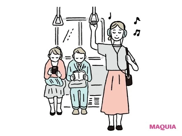 「脳疲労」を元気にする脳ケア_電車の中では好きな音楽を聴く
