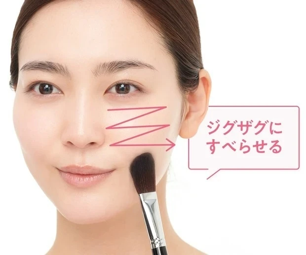 ブラシをジグザグにすべらせる様子