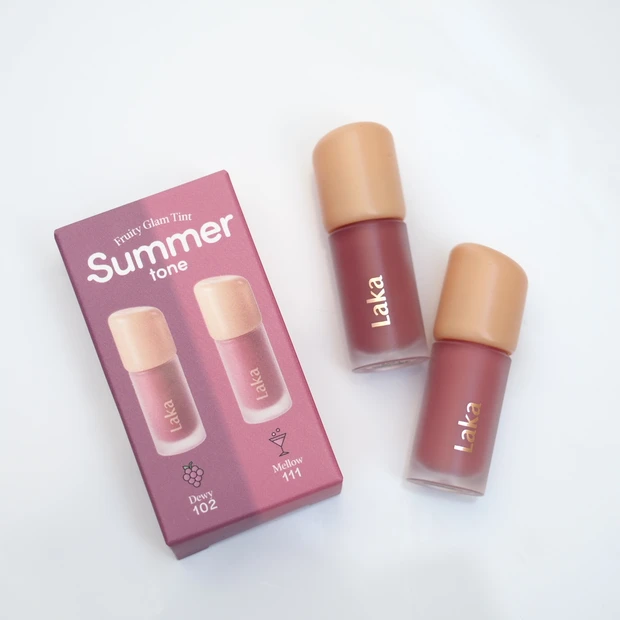 通常サイズ1本分の値段でミニサイズ2本が買えるLaKa フルーティーグラムティント ミニデュオ