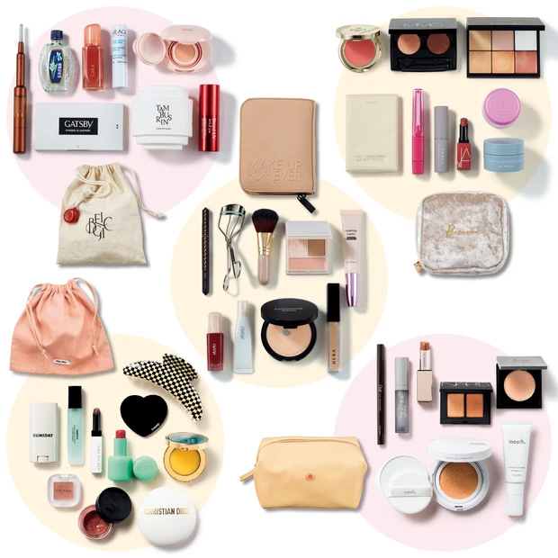 ヘア&メイク　ポーチ　中身　皮脂オフ　血色　メイク直し