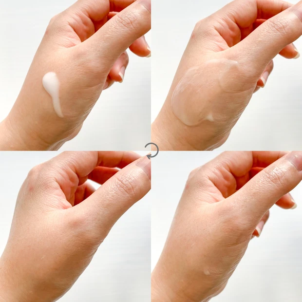 アネッサ スキンセラムのみずみずしい美容液が肌に浸透していく様子