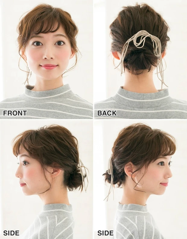 ボブ ヘアアレンジ ボブヘアでもおだんごはできる! 波ウェーブの無造作感が可愛いまとめ髪アレンジ_2