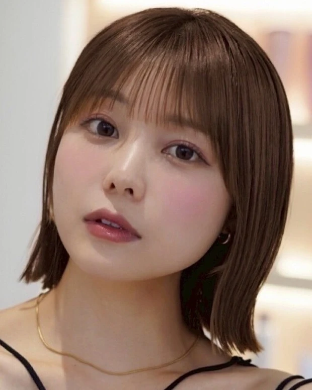 顔タイプ クールカジュアルに似合う髪型 前髪あり シンプルおしゃれなワンレンボブ