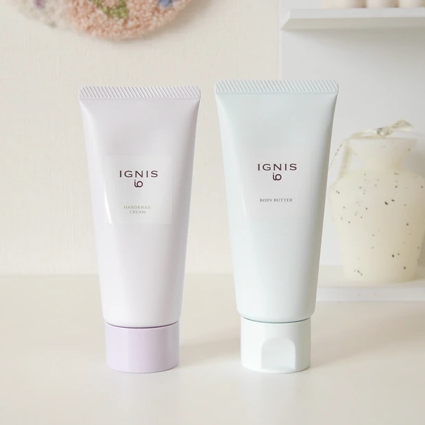 イグニス イオ ハンド&ネイル クリーム 、ボディ バターのパッケージ