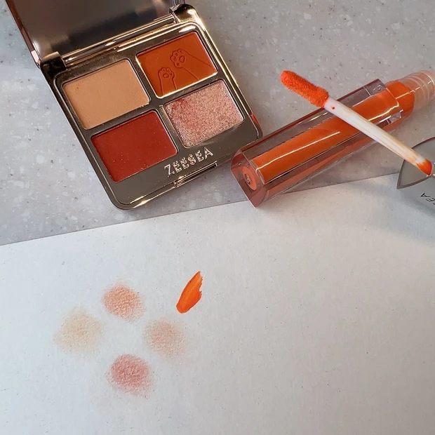 ZEESEA 動物シリーズ 4色パレット 都会の夕暮れ 星空リキッドアイシャドウ OR1 オレンジ