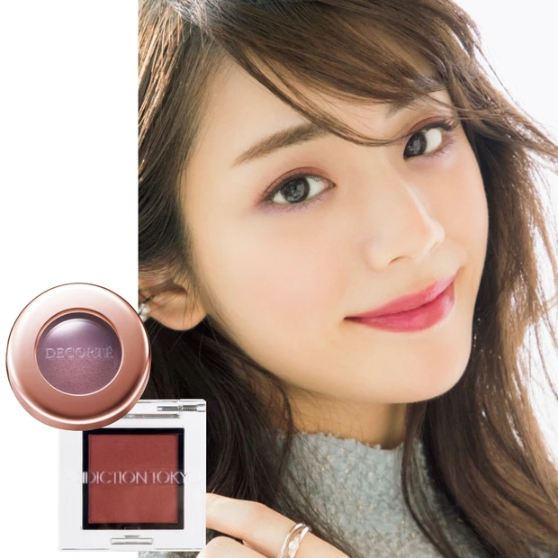 くすみパープル×バーガンディで華のある眼差しに! 眉に赤みを足してバラン…