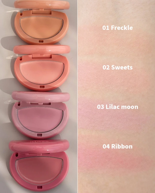 hince ハーフムーンチーク（クリームトゥパウダー） 01～04 スウォッチ