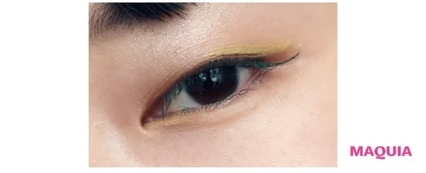 おすすめのカラーアイライナー_ラインは黒目の上から目尻へ長め＆下まぶたの目頭側だけに。