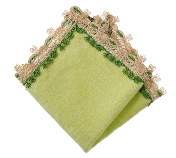 ハンカチ プレゼント おすすめ タオル 近沢レース店 和レース タオルハンカチ/茶道(イエローグリーン)