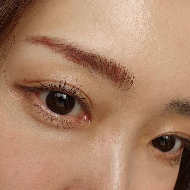【ロムアンド】人気の眉マスカラ5色を比較レビュー！ハンオールブロウカラの推しカラー紹介：③【オシャレな赤み】06 ベリーオーキッド