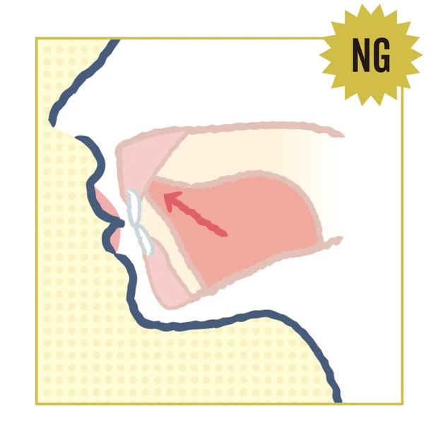 NG 舌は根元から持ち上げ