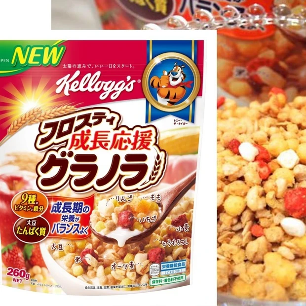 大人も食べたい日本初の子供向けグラノラ新製品！ケロッグ「フロスティ 成⻑応援グラノラ」穀物は全てパフ加工、オーツ麦は柔らかく、各素材は厳選し特別加工。