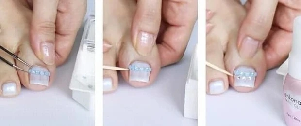【夏のフットネイル】サンダル映えするビジューネイル_3
