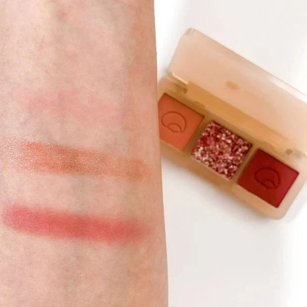 【中国コスメ】LEEMEMBER（リメンバー）3色マロンアイシャドウパレット #03 ほろ酔いワイン_スウォッチ