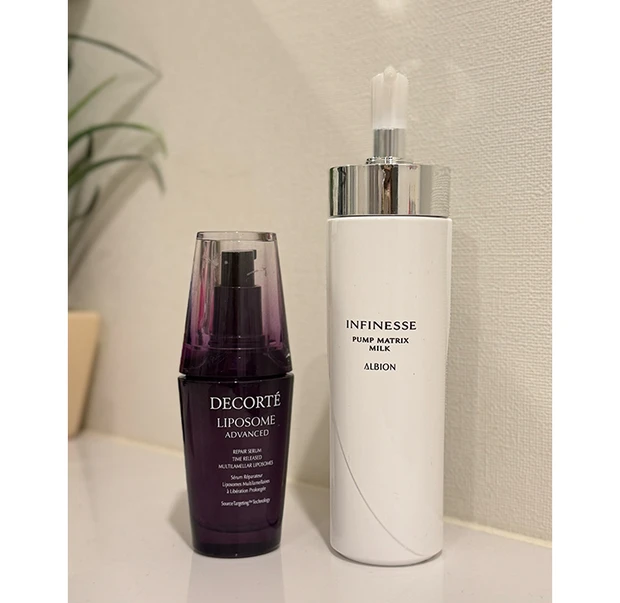 藤原りさ　スキンケア　アルビオン　コスメデコルテ　リポソーム　美容液　乳液